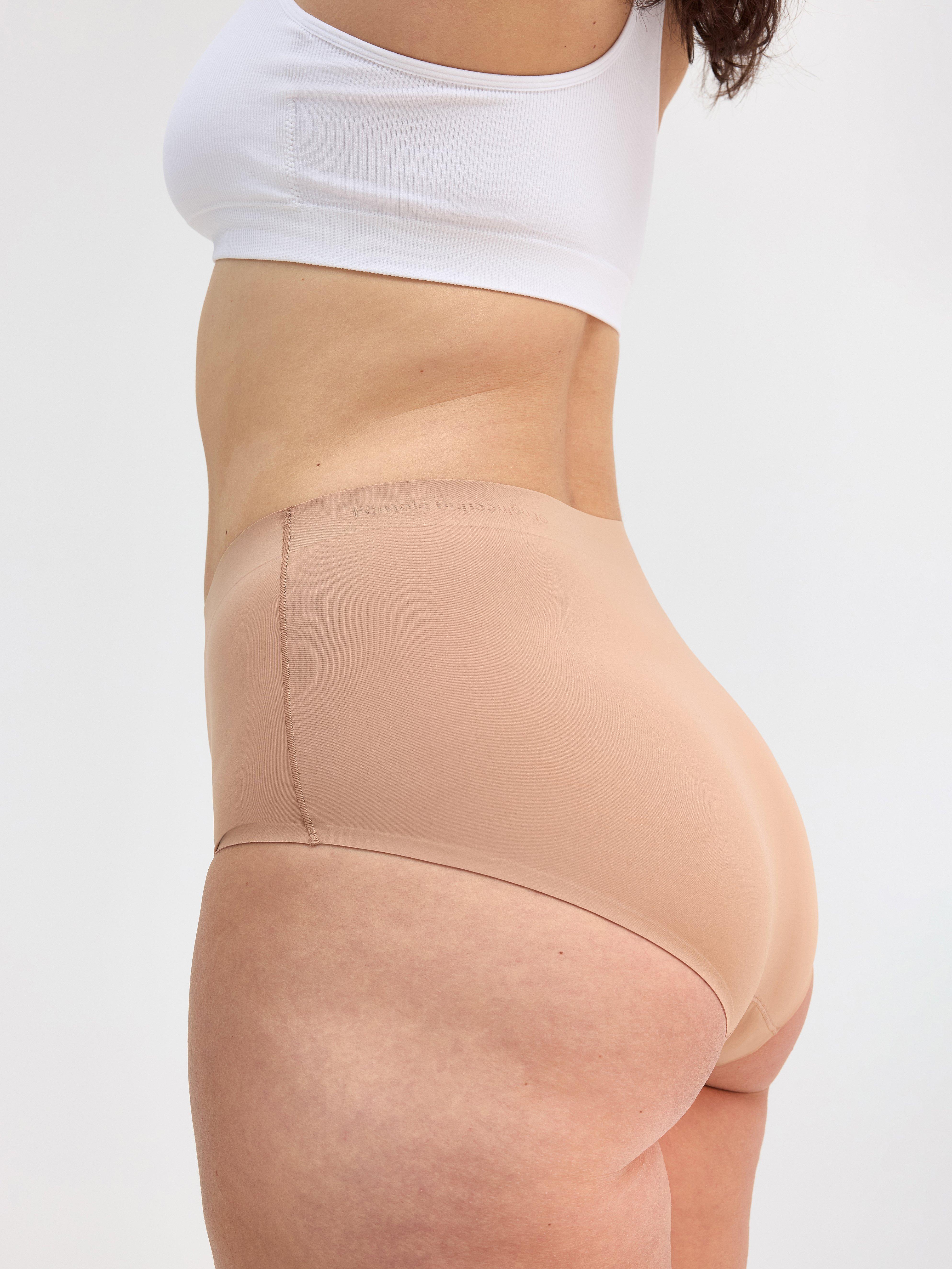 Medium absorberende menstruser – høy midje – Female Engineering Dark Beige