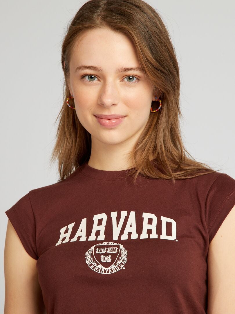 'Harvard' crop top met ronde hals - ROOD