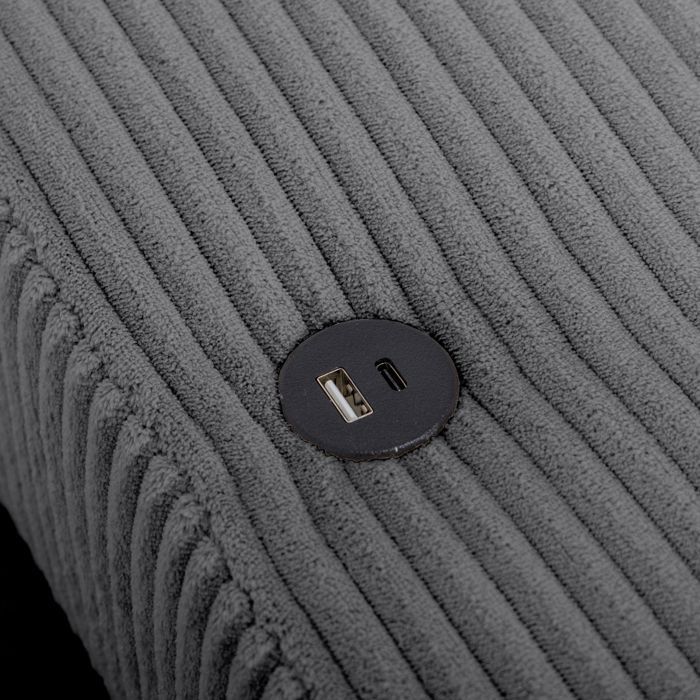 Canapé d'angle convertible réversible - 4/5 places - MITCHELL - Tissu velours côtelé Anthracite - Coffre, Poufs - 247 x 205 x 91 cm