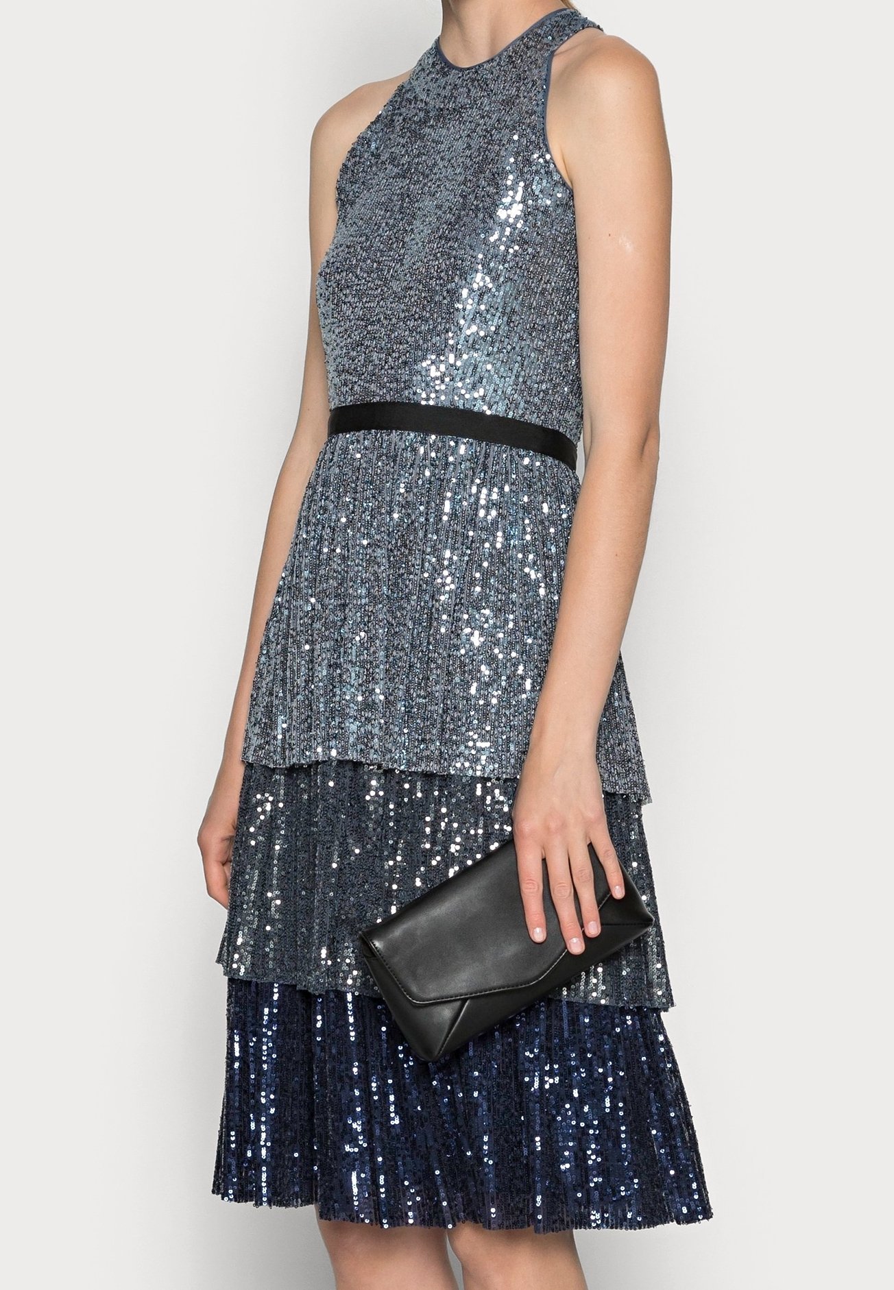 Robe de cocktail swing / Robe de soirée - denim bleu pierre