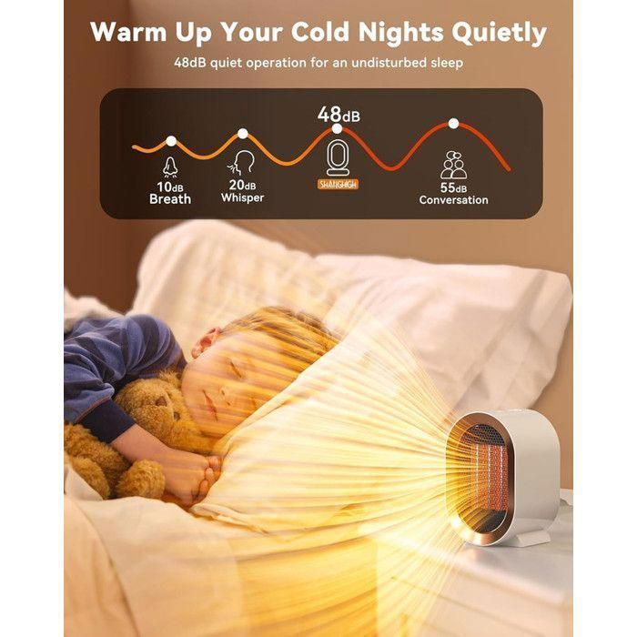 Calefactor auxiliar de 1200 W, silencioso, de bajo consumo energético, radiador de baño, calefactor con ventilador - Verde