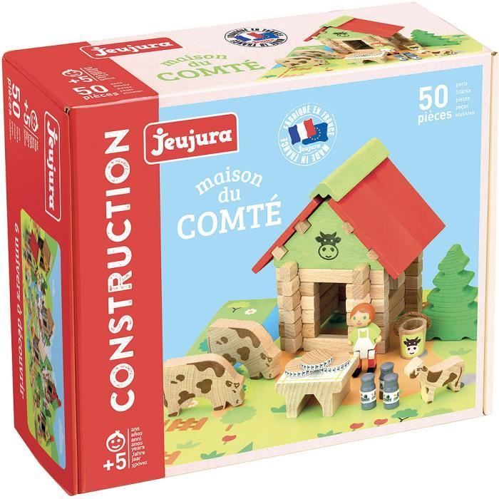 Wooden construction set - JEUJURA - The Count's House - 50 pieces - Red - Multicolored - Unisex