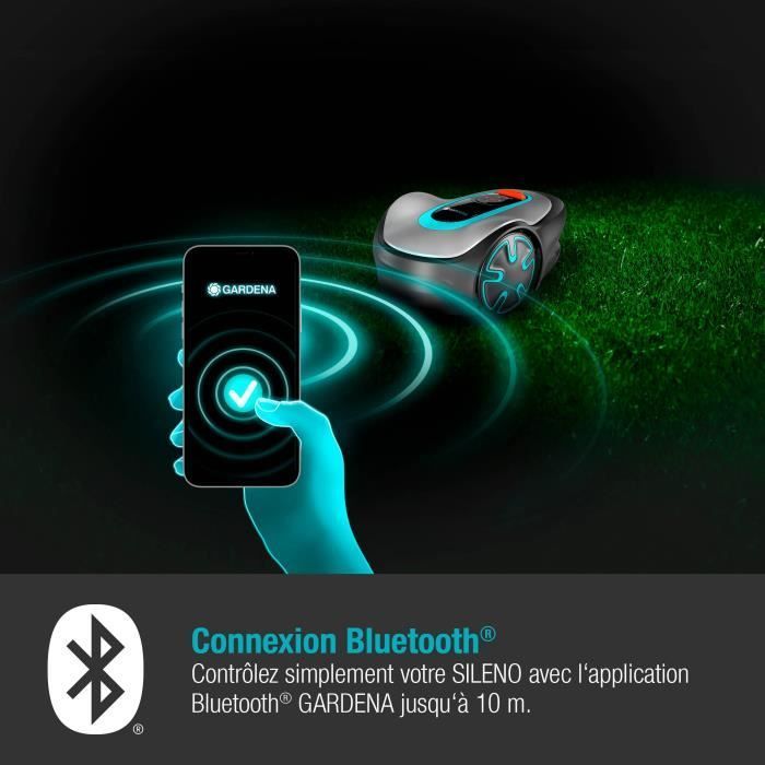 GARDENA SILENO minimo 250 robotic lawnmower – Bluetooth® connection – Max mowing area 250m² – Triple pivoting blades (15201-26)