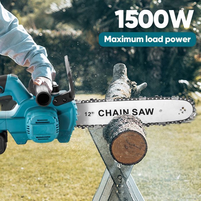 Motosierra - Motosierra inalámbrica de 12 pulgadas - 1500 W - Compatible con baterías Makita - Capacidad de corte de 30 cm - Autonomía de 40 minutos