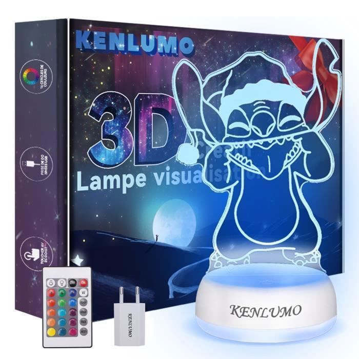 KENLUMO Lampe Stitch Cadeau Noël enfant Lampe de chevet LED télécommande Touchez pour changer decouleur decoration veilleuse fille