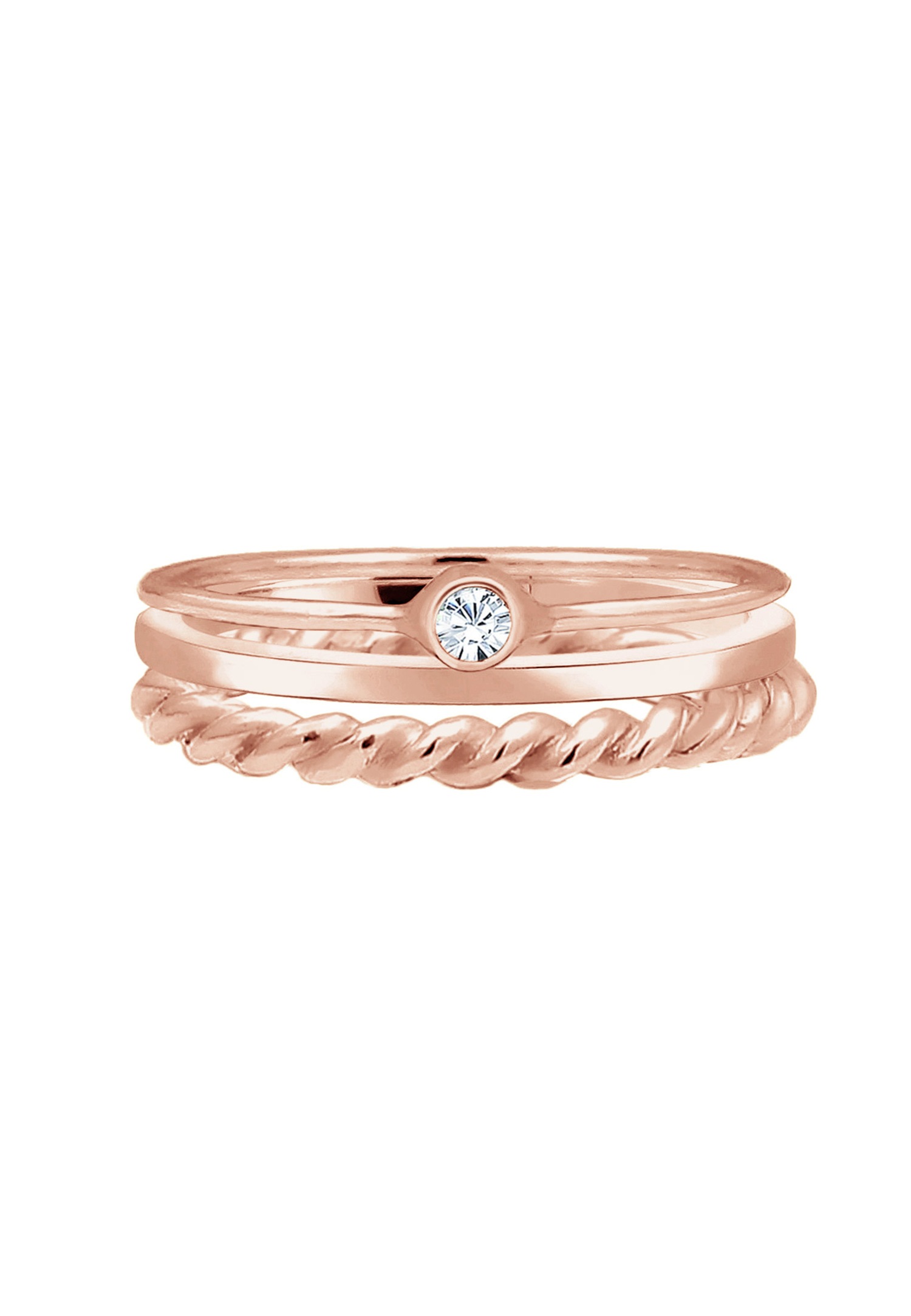 Elli Femmes Set Solitaire Basic Torsadé avec Cristal en argent sterling 925