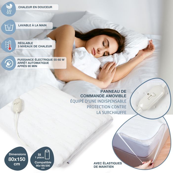 Sensly verwarmde matrastopper - 3 warmtestanden - wit