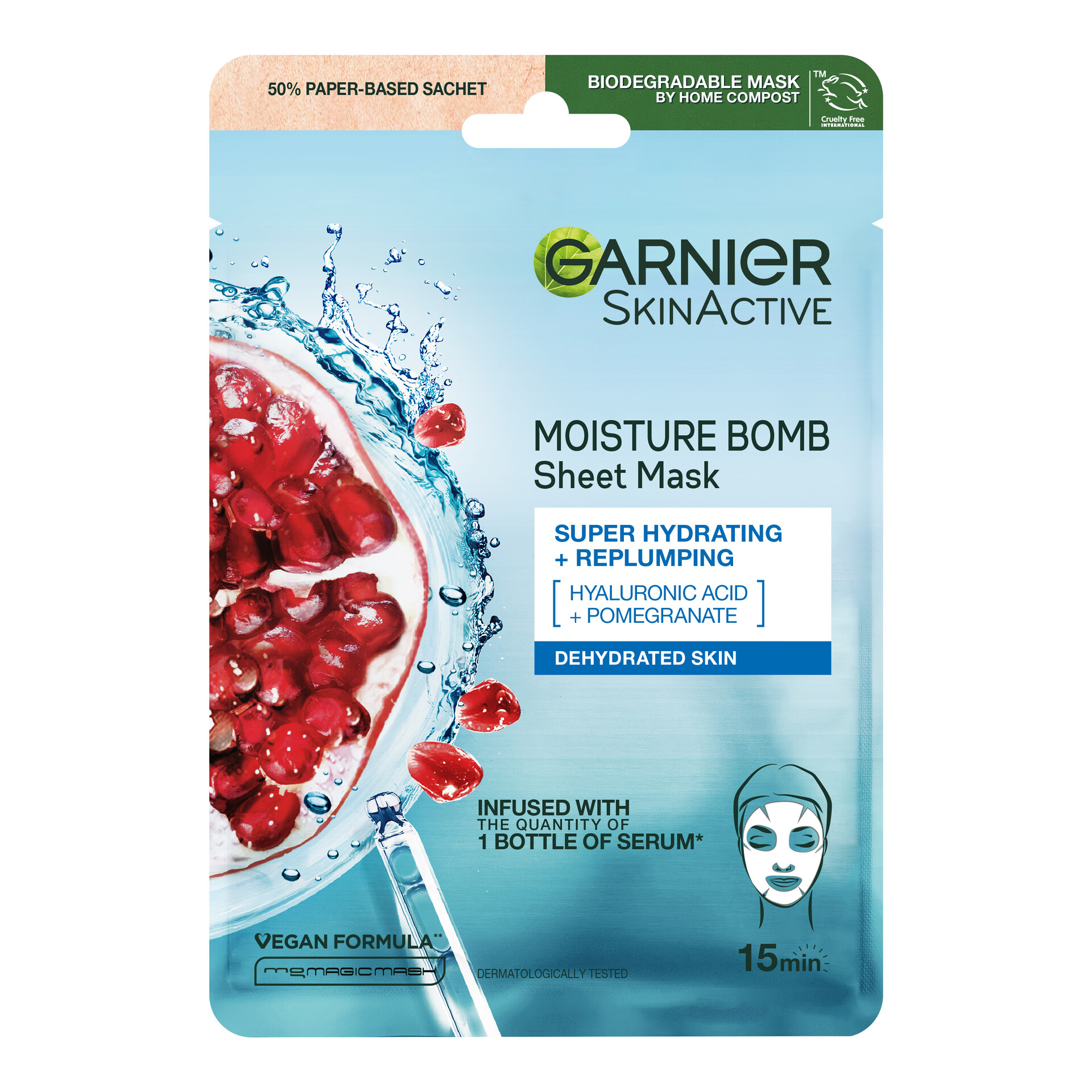 Mască facială super-hidratantă și energizantă Skin Active Moisture Bomb - Garnier