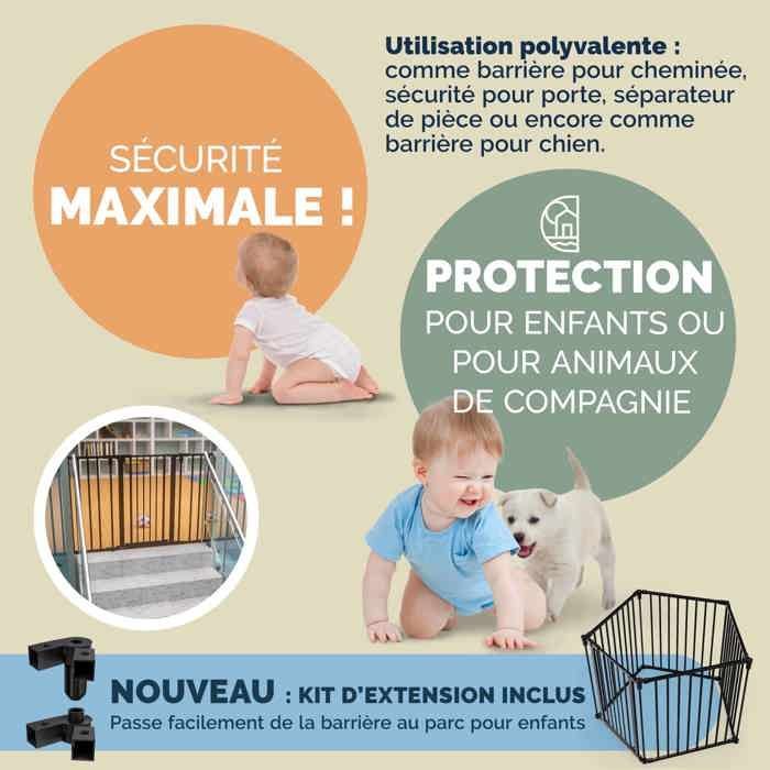 CASARIA® Fireplace Safety Guard Grille, Black, Safety Gate, Metal Lock, Foldable, Dog Barrier, Baby Safety Guard