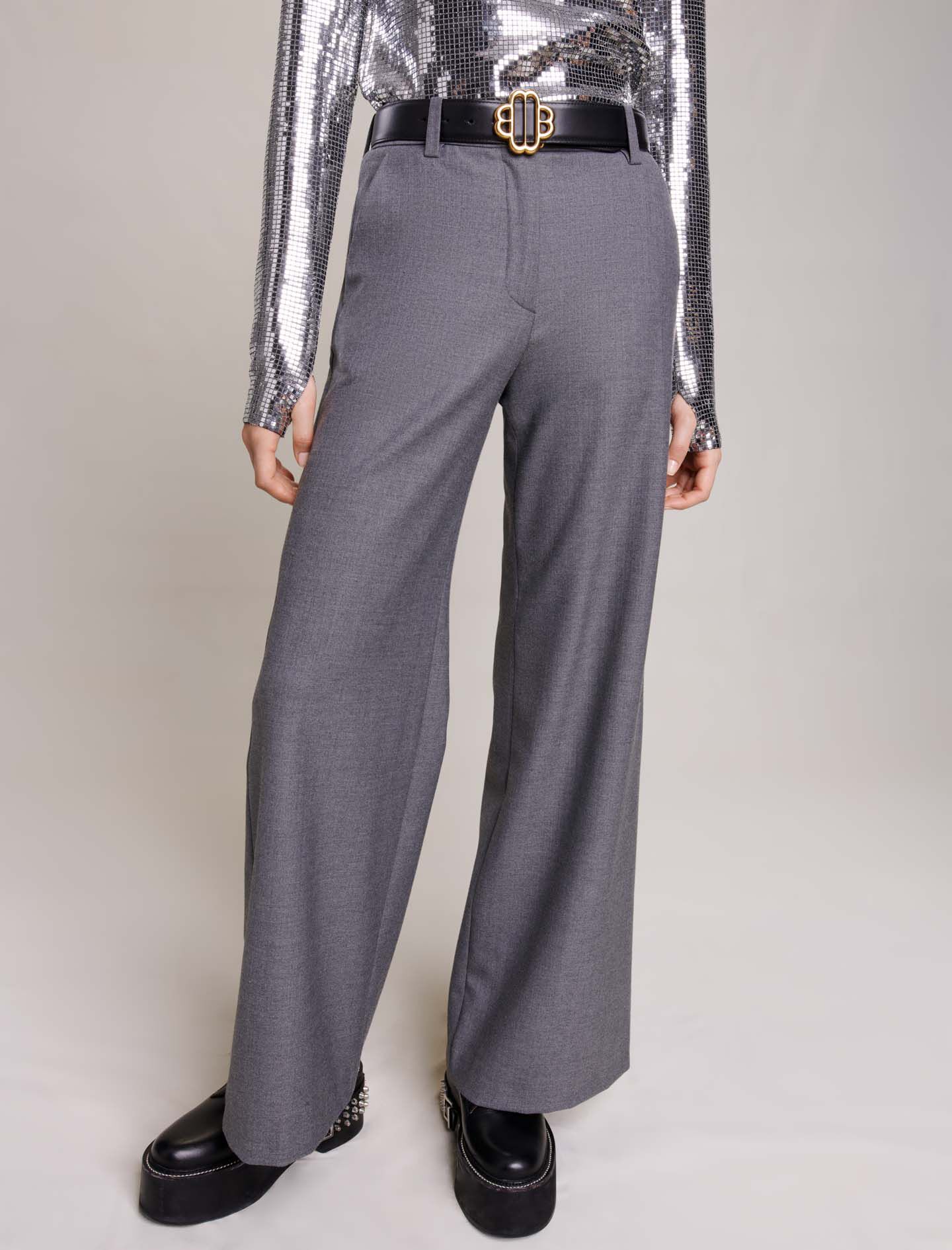 Broek met wijde pijpen - Grijs