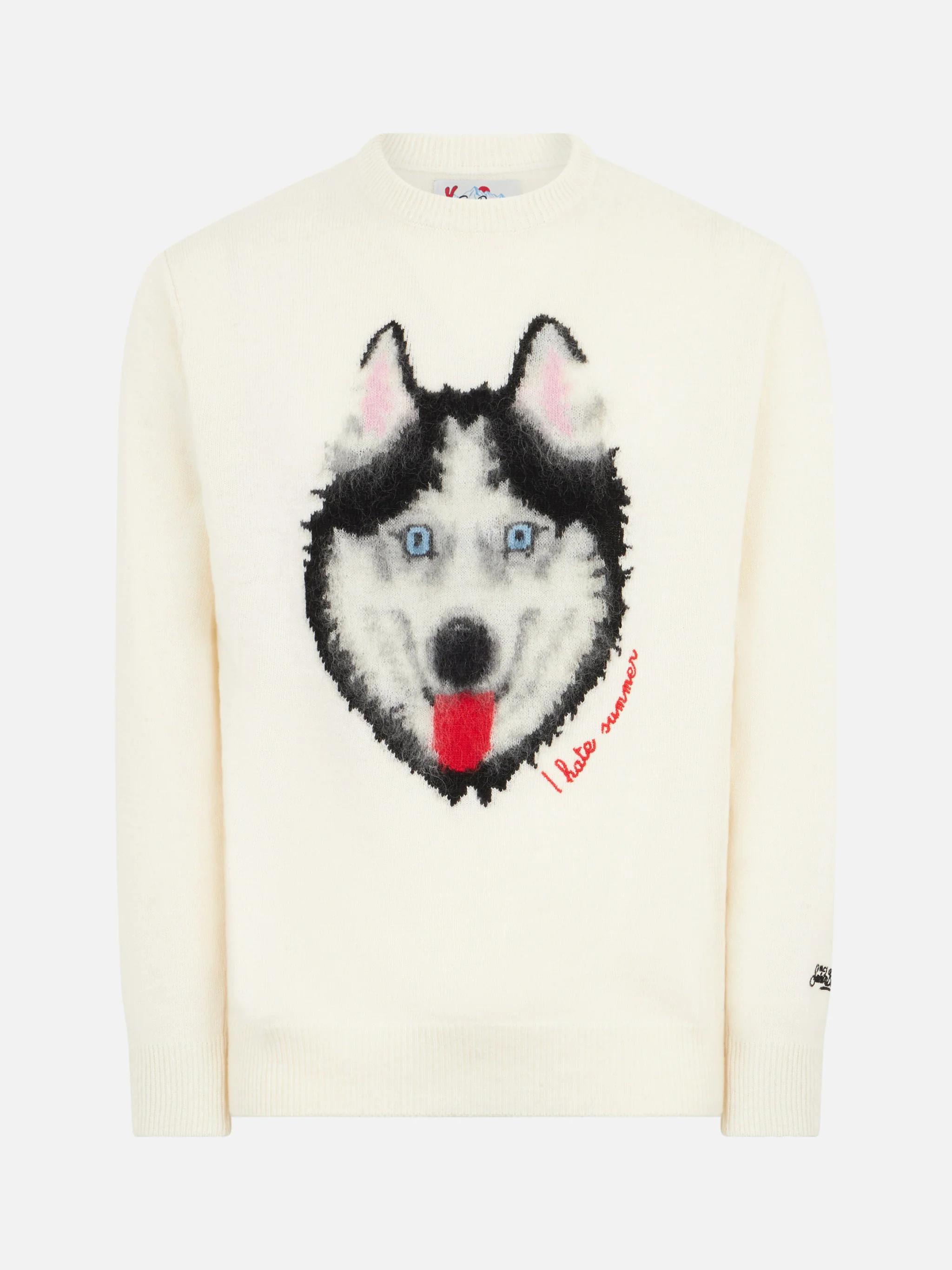 Herentrui met wolvenprint en geborduurd 'I hate summer'-opdruk.