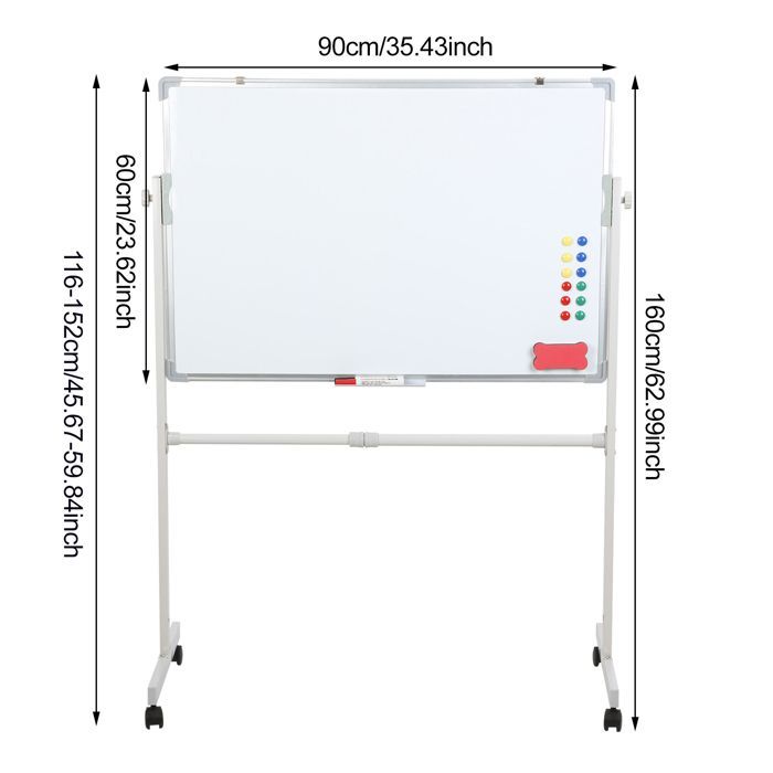 Children's easel easel - CREMLANK - Adjustable height - Double-sided - 60x90x155-200CM - Ages 2-12 - Metal