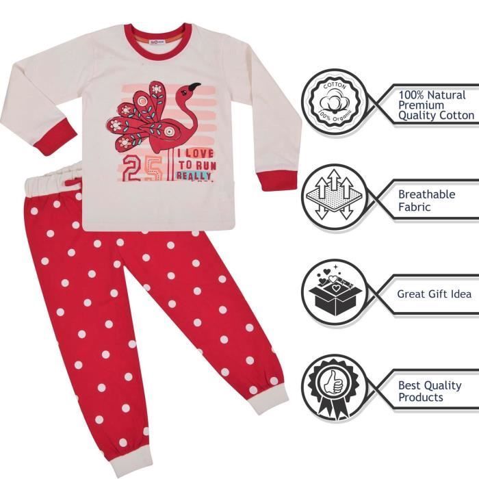 Pijama de flamencos para niña - Marca - Camiseta de manga corta - 100% algodón - Cintura elástica - Rosa