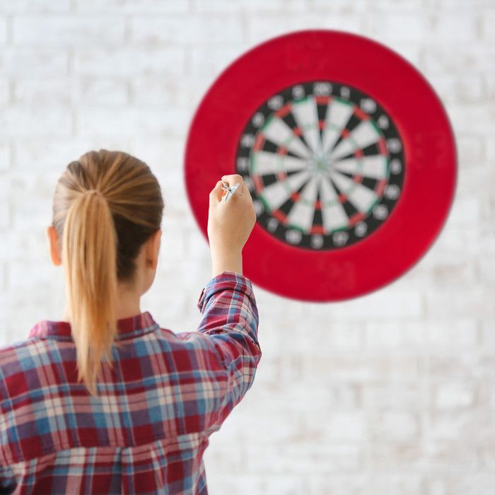 Relaxdays R7 beschermrand, doelring voor toernooidartbord, 45 cm, Ø 72 cm, rood