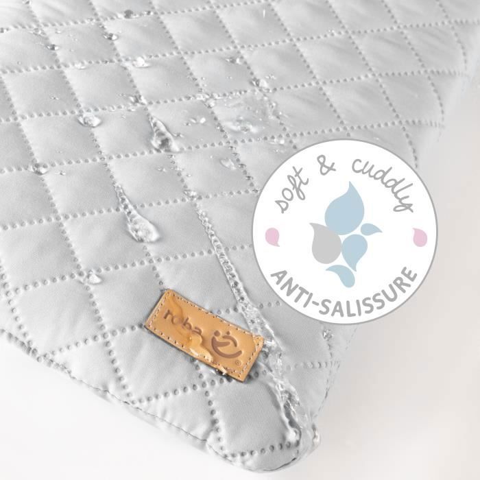 ROBA Table à Langer avec Baignoire Intégrée Blanche Baby Pool et Matelas à Langer Imperméable Gris - Plan à Langer Pivotable