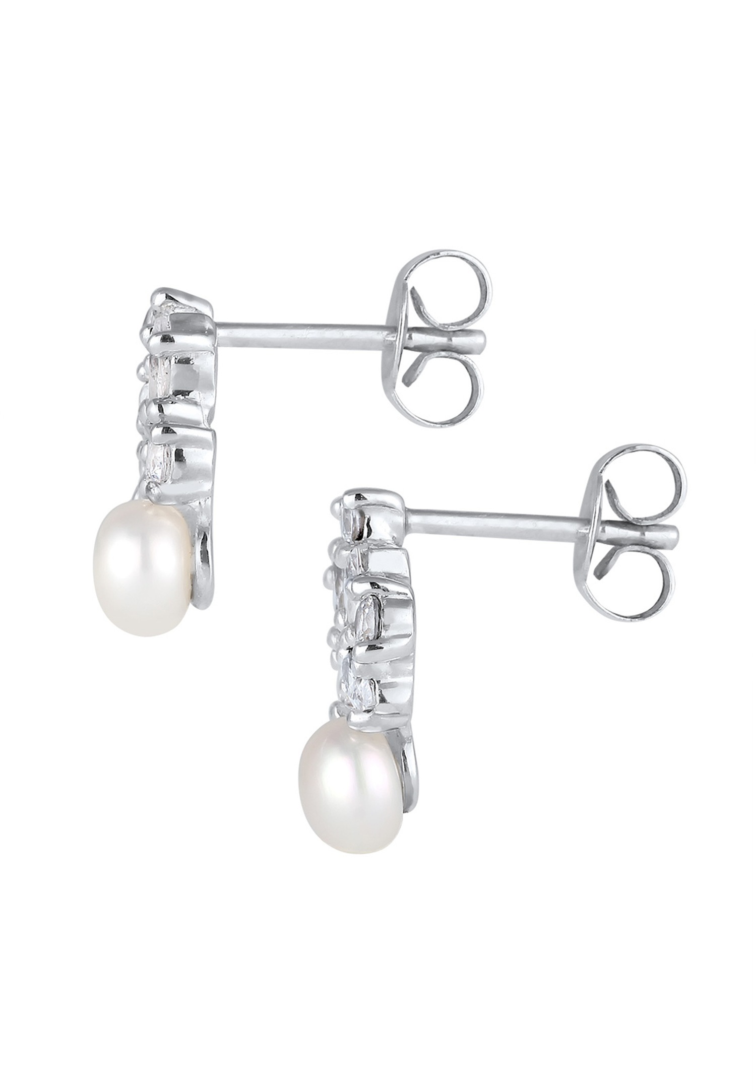 Elli PREMIUM Perle de Culture d'Eau Douce Floral Zircone Marquise 925 argent