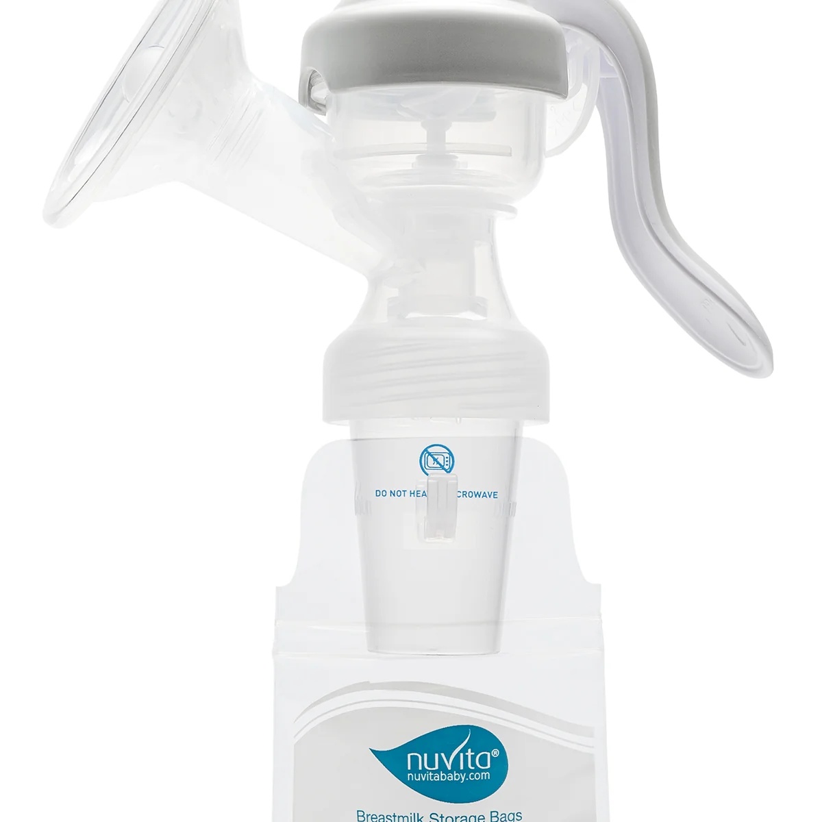Adaptador para saco de leite materno Nuvita 1255, compatível com todos os modelos de bombas de extração de leite Nuvita.