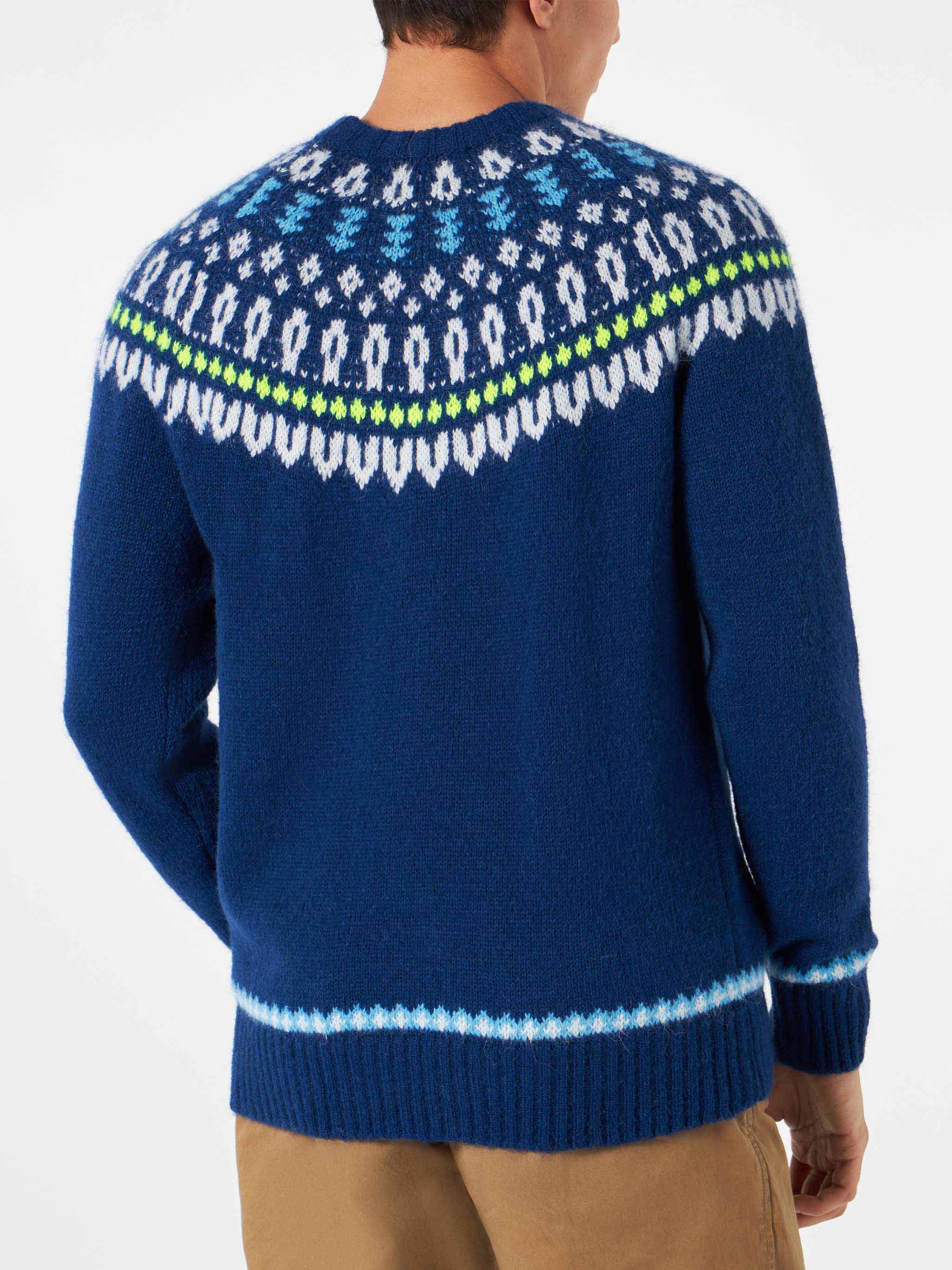 Maglione da uomo garzato con jacquard islandese