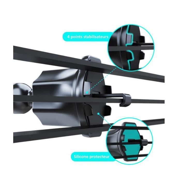Car Phone Holder - Toproduits® - 360° Rotating - Compatible with iPhone/Samsung - Black Silicone