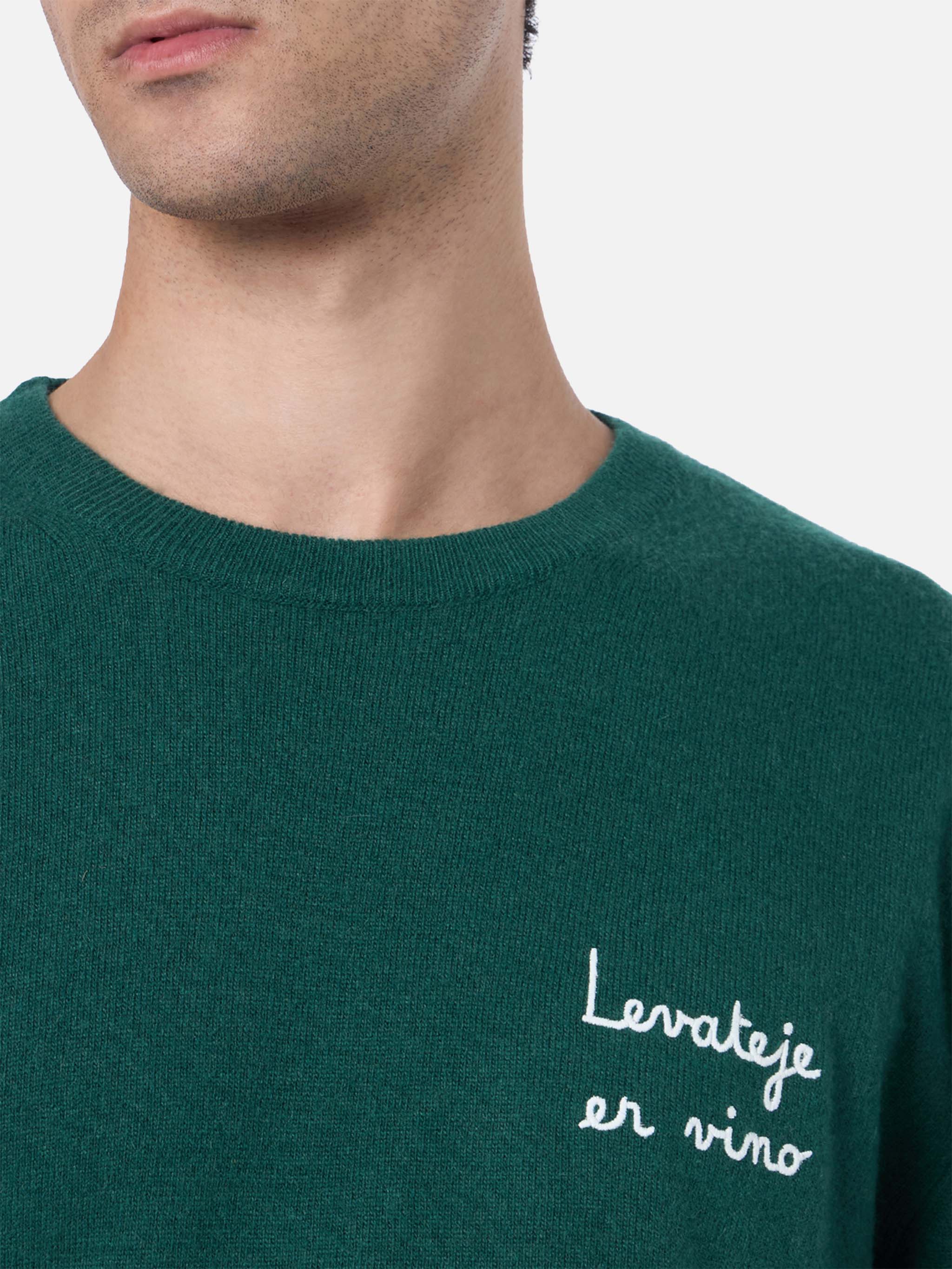 Heron lichtgroene herentrui met Levateje er vino-borduurwerk | VACANZ