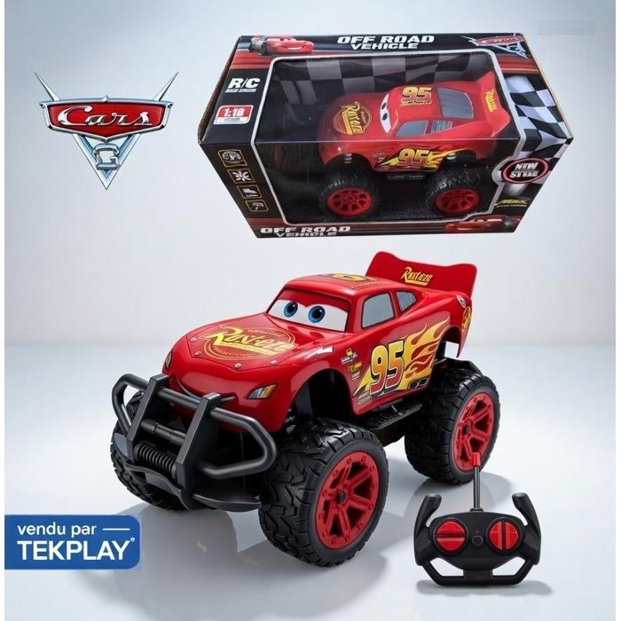 Voiture télécommandée Flash McQueen 4x4 – Cars – Véhicule RC tout-terrain avec télécommande – Jouet enfant