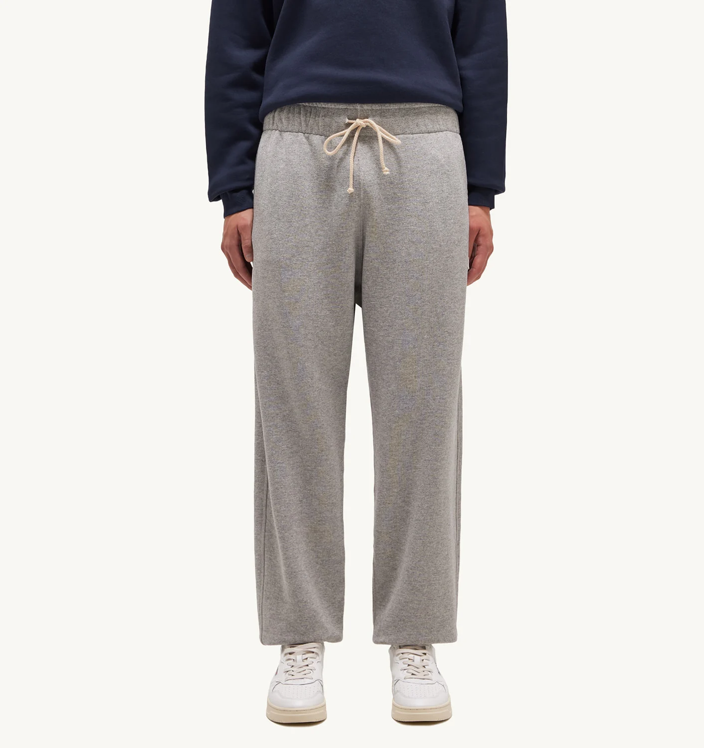 Pantaloni jogging relaxați din jerseu de bumbac gri