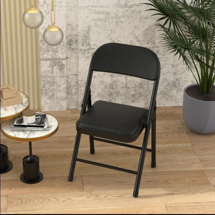 Silla plegable MIPAN, juego de 4 sillas plegables para conferencias en cómodo cuero sintético PU y estructura de acero para jardín y camping - Estilo 2