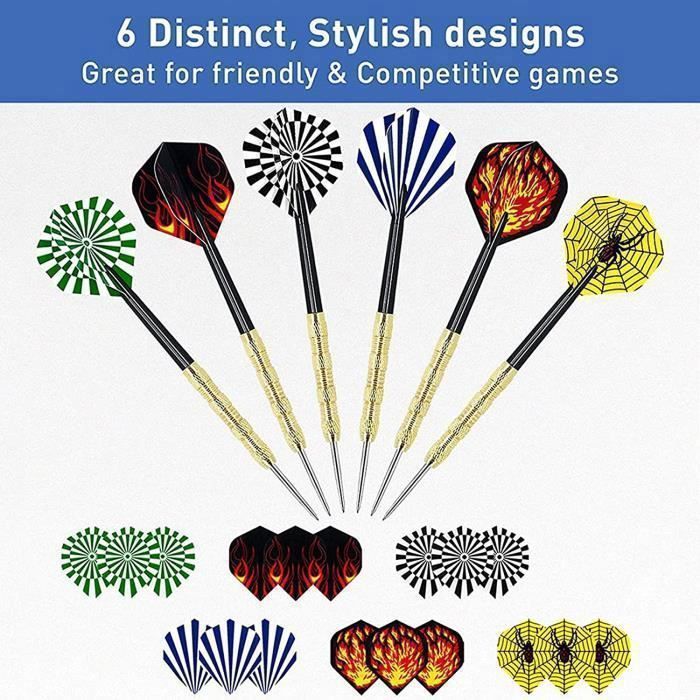 Dartset met stalen punten, professionele darts, 18 stuks, 18 gram, dartset met messing barrels