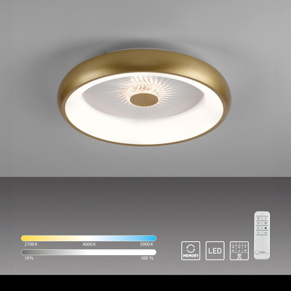 LED ceiling light KUNEO, Ø 45 cm, matt brass