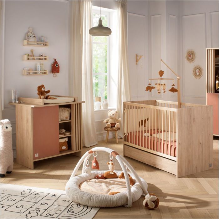 Juego completo de dormitorio para bebé, cuna y cambiador con separador - TOKIO