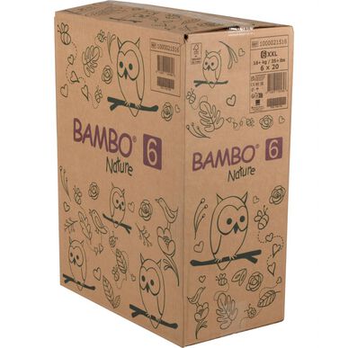 Bambo Nature Boys & Girls 0% Parfymförpackning med miljövänliga babyblöjor storlek 6 16 kg 120 enheter