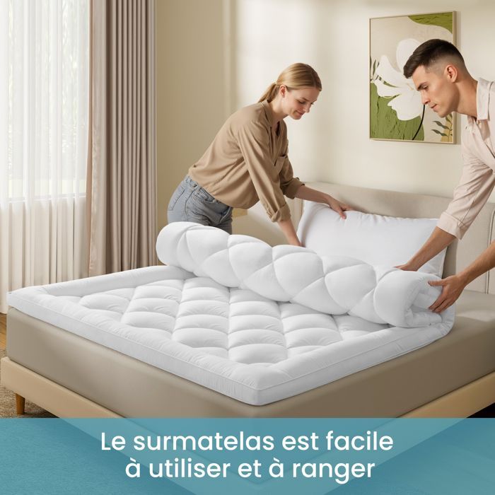 BedStory Surmatelas 160x200 cm, Surmatelas en Fibre Épaisseur de 5 cm,Moelleux, Anti-acarien, Respirant, 2 Places