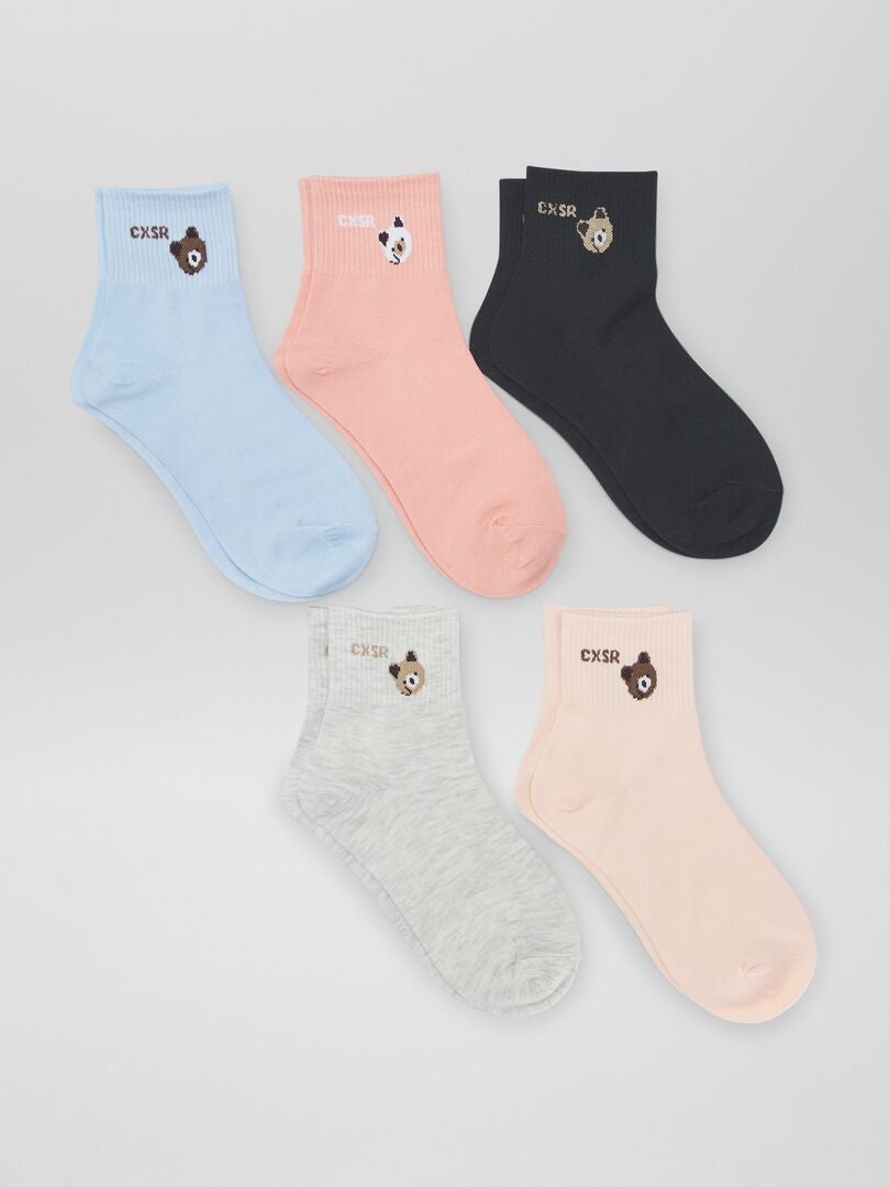 Set van 5 paar sokken - ROZE