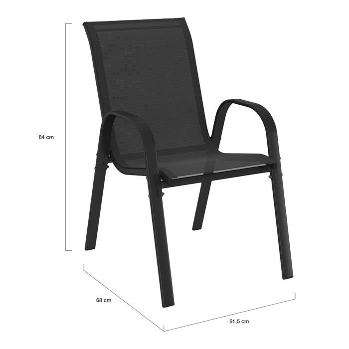 Set di mobili da giardino IDMARKET MADRID: tavolo da 190 cm e 8 sedie impilabili nere.