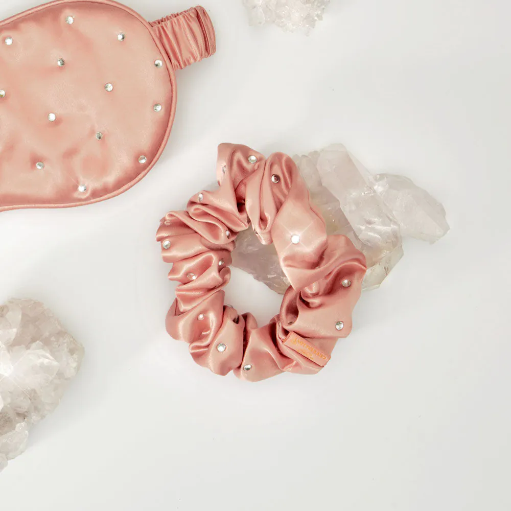 Crystallove Gumka do włosów z Jedwabiu z Kryształkami Rose Gold
