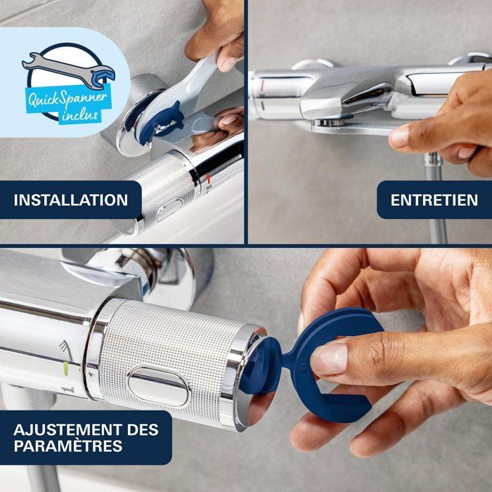 GROHE Precision Feel thermostatic shower mixer, wall-mounted, temperature indicator, integrated filters, chrome, 34788000