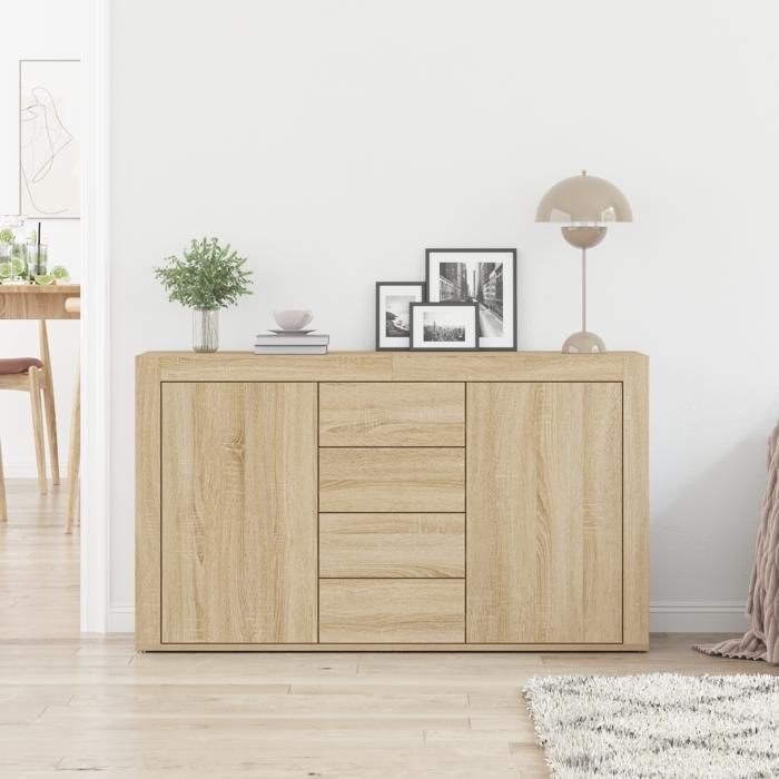 Aparador contemporáneo - vidaXL - Roble Sonoma - 6 compartimentos - 120x36x69 cm - Marrón