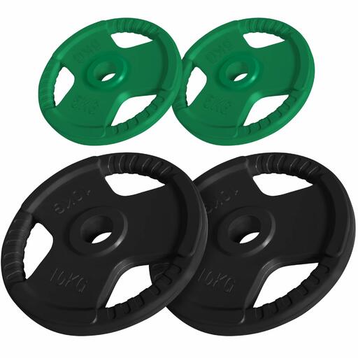 Set Discos De Pesas Gorilla Sports Triple Agarre 50/51 Mm - 2x 10 Kg Y 2x 5 Kg