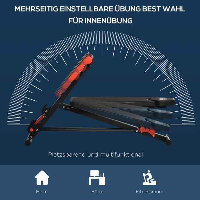 Banc de musculation multi-axes réglable Banc de fitness banc incliné Appareil pour abdominaux noir 64 x 146 x 73,5-85 cm pour un e