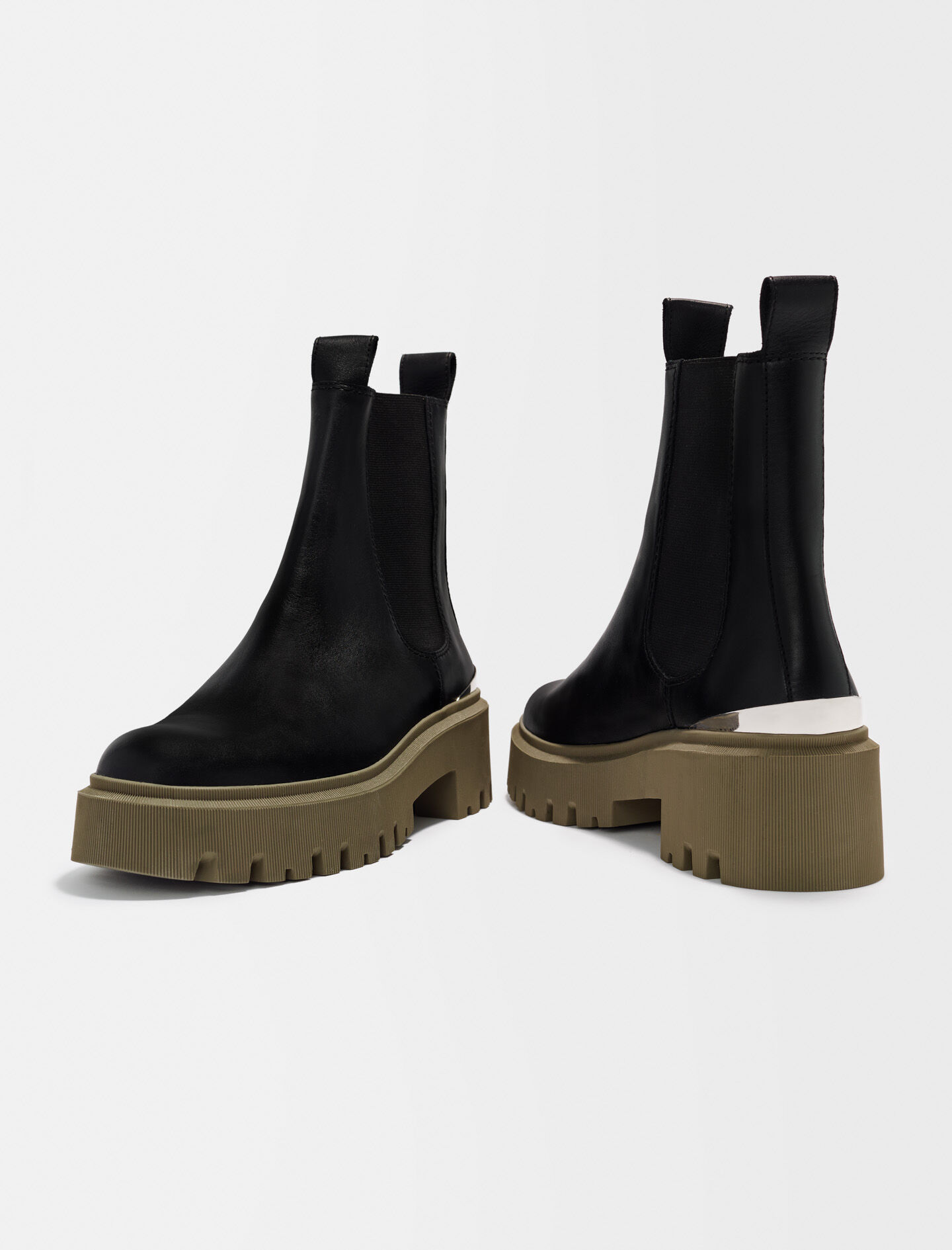 Khaki platform Chelsea boots - Khaki
