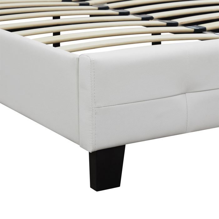 Cama individual MARLON para adultos con somier de láminas de 120x190 cm, para 1,5/1 persona, cabecero y piecero tapizados en material sintético.