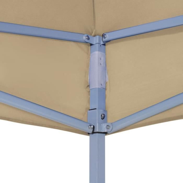 Déco Toit de tente de réception - Toile de Tonnelle 3x3 m Beige 270 g-m² Pour Extérieur Terrasse Jardin Patio - 6893