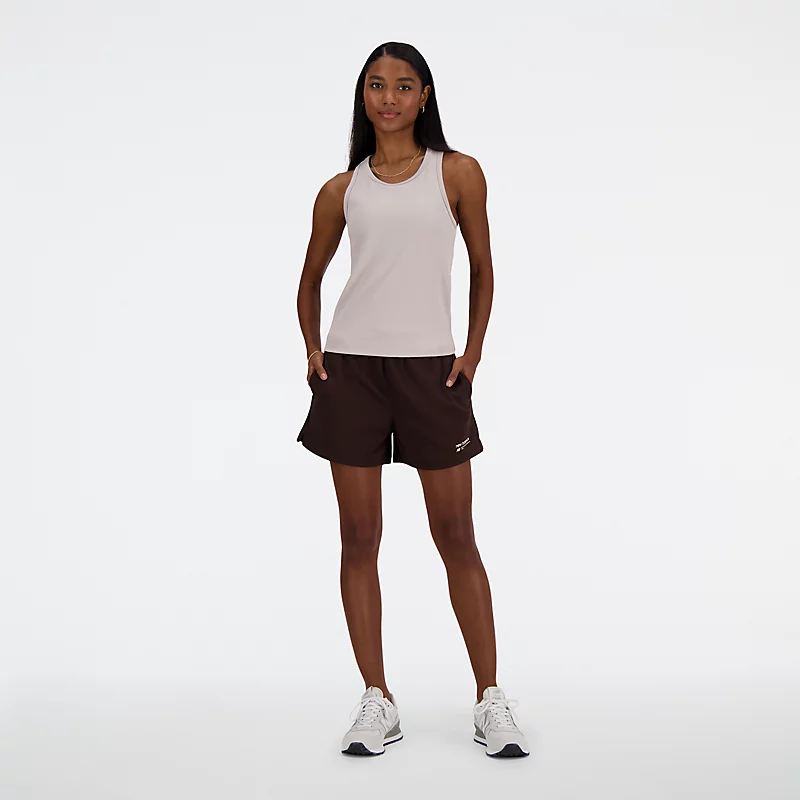 Dames Linear Heritage Rib Knit Racerback Top - MOONROCK