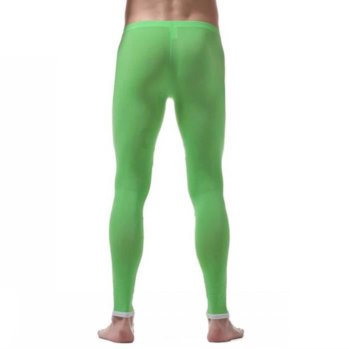 Men's Sports Leggings, Elastic Tights, Gym Fitness Running Pants - iixpin - Green - Size M-XL