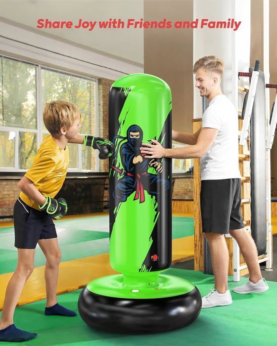 Punching Ball, 168cm Children's Punching Bag, Inflatable Children's Boxing Bag, with Boxing Gloves and Hand Pump, Gift for Boys