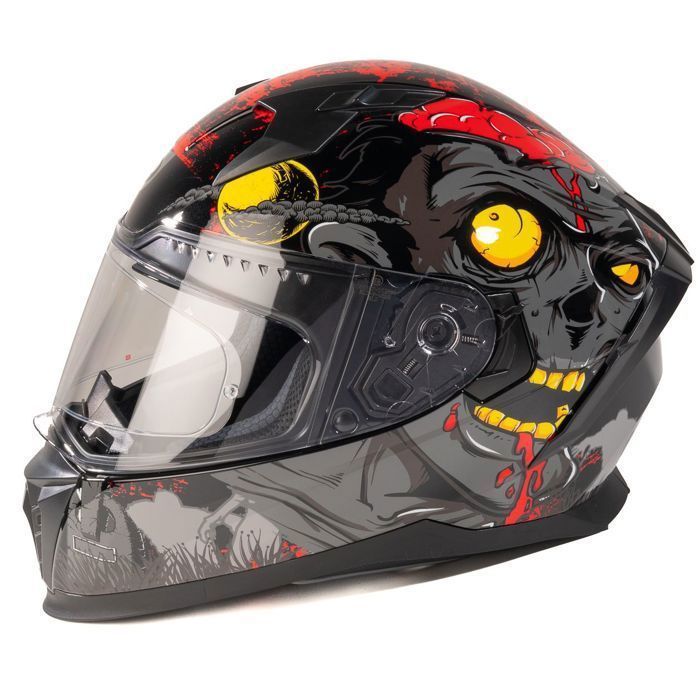 Casco integral para moto MOTOBLOUZ EROS NEGAN con visera solar | Homologado según la normativa ECE 22.06 | Pinlock incluido | Negro/Gris |