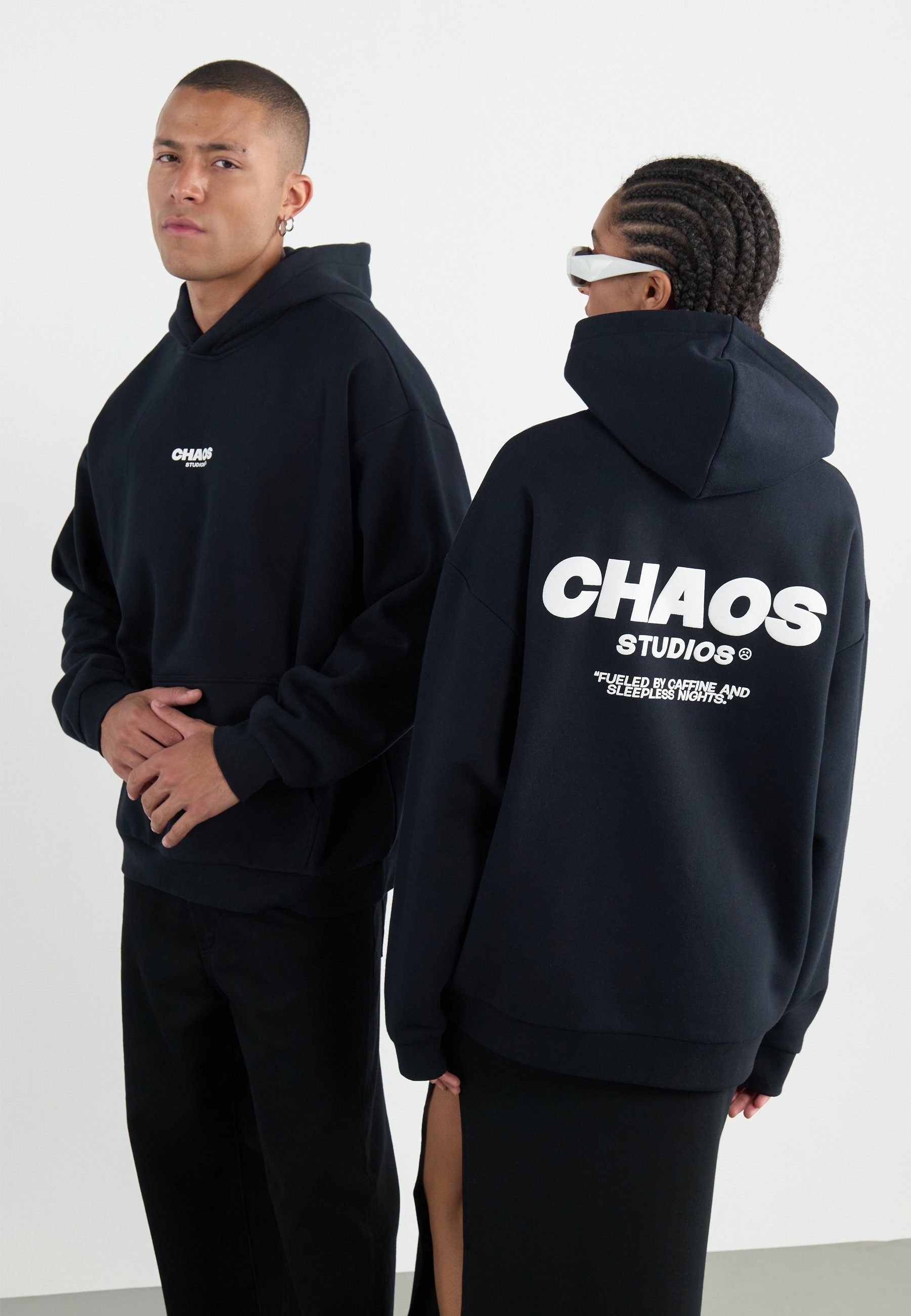 YOURTURN CHAOS OVERSIZE HEAVY HOODIE UNISEX - Sweatshirt - zwart