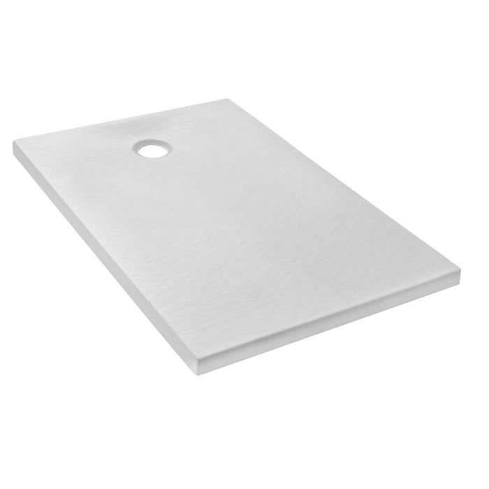 Plato de ducha extraplano Jacob Delafon Ipso de 120x80 cm - Textura de piedra blanca mate