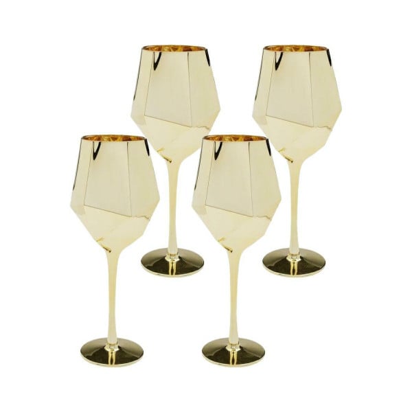 KARE komplet 4 kieliszków do wina  DIAMOND 660 ml złoty