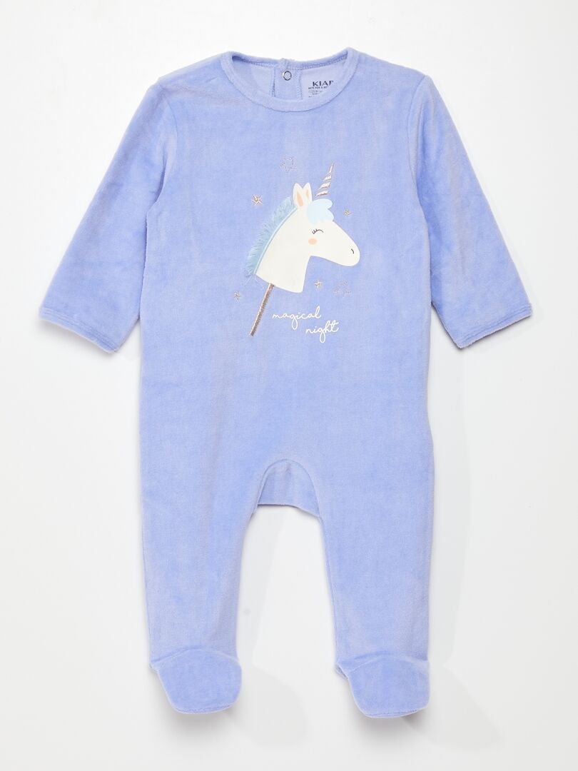 Fluwelen romper - Blauw/Eenhoorn